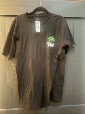 Vans Black T‑Shirt with Green Palm Logo